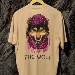 RIF The Wolf Beige Oversized Cotton T-Shirt